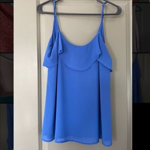Plunge back Blue Tank with Adjustable Straps